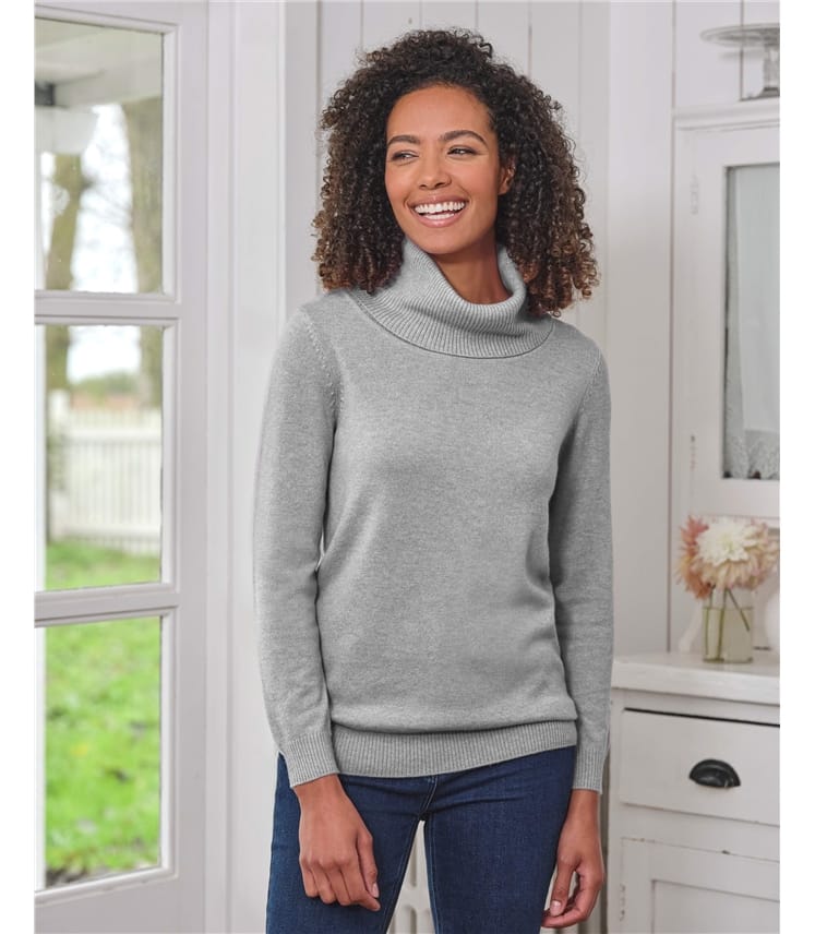Cashmere And Merino Long Sleeve Cowl Neck Jumper