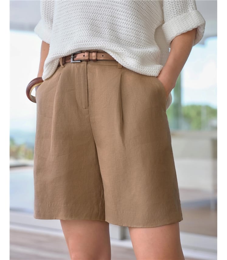 Linen Pleat Shorts