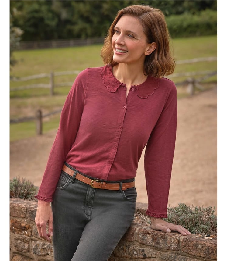 Top en jersey à collier pétale