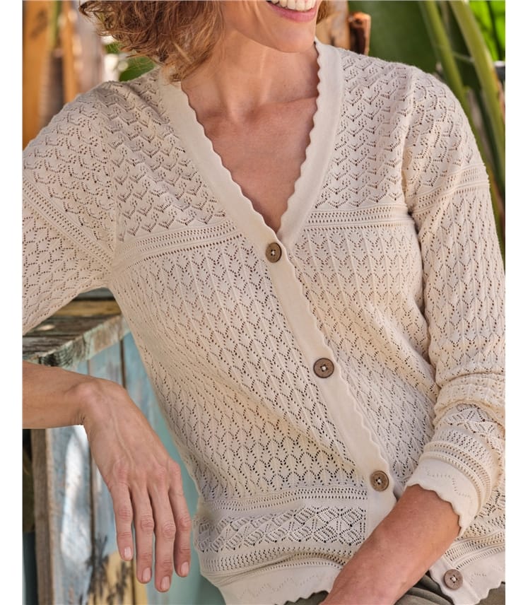 Pointelle V Neck Cardi