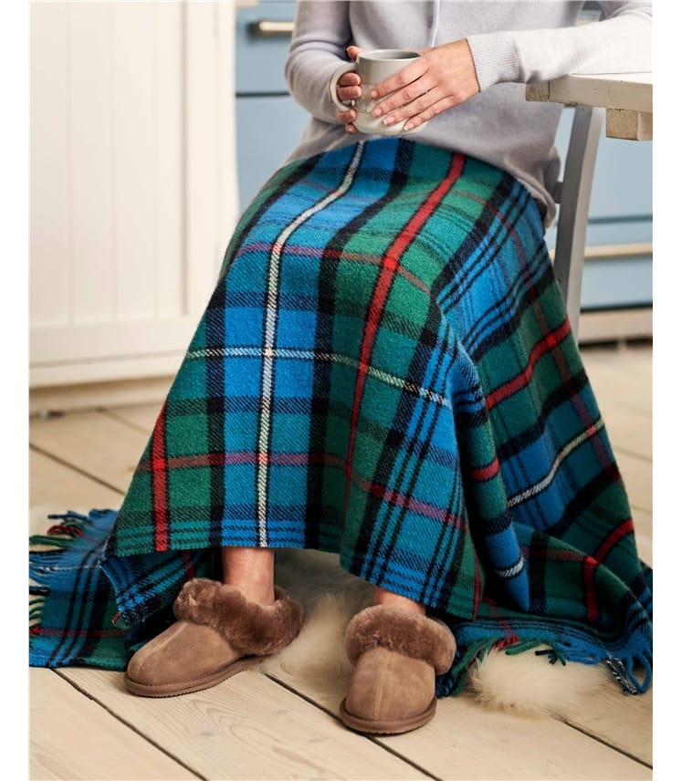 Huntington Robertson Pure Wool Tartan Knee Blanket WoolOvers US