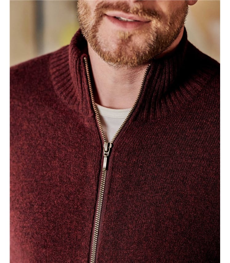 Mens Lambswool Lincoln Zipper Cardigan