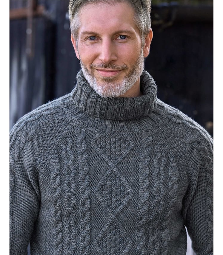 Pull irlandais à col roulé - Homme - Pure Laine