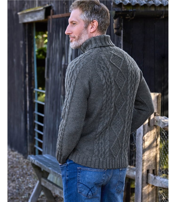 Pull irlandais à col roulé - Homme - Pure Laine