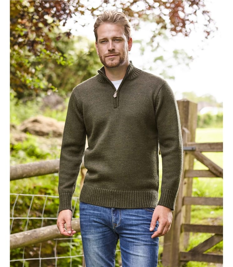 100% Pure Wool Country Zip Neck Jumper