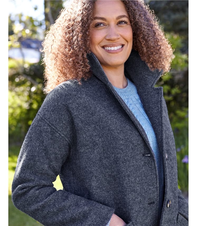 blue boiled wool coat