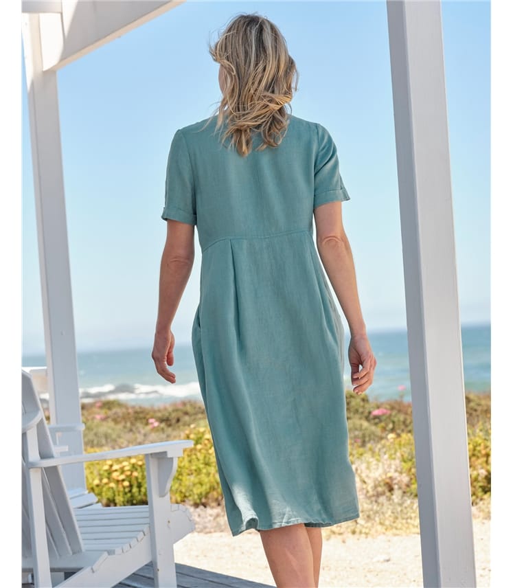 Button Through Linen Dress