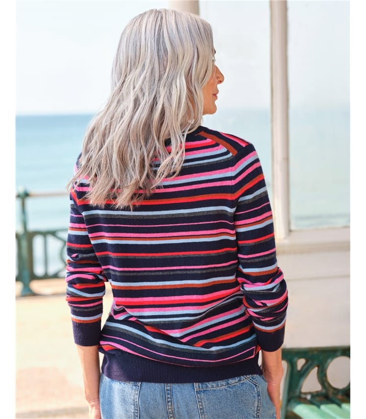 Variegated Stripe Crew Neck Sweater