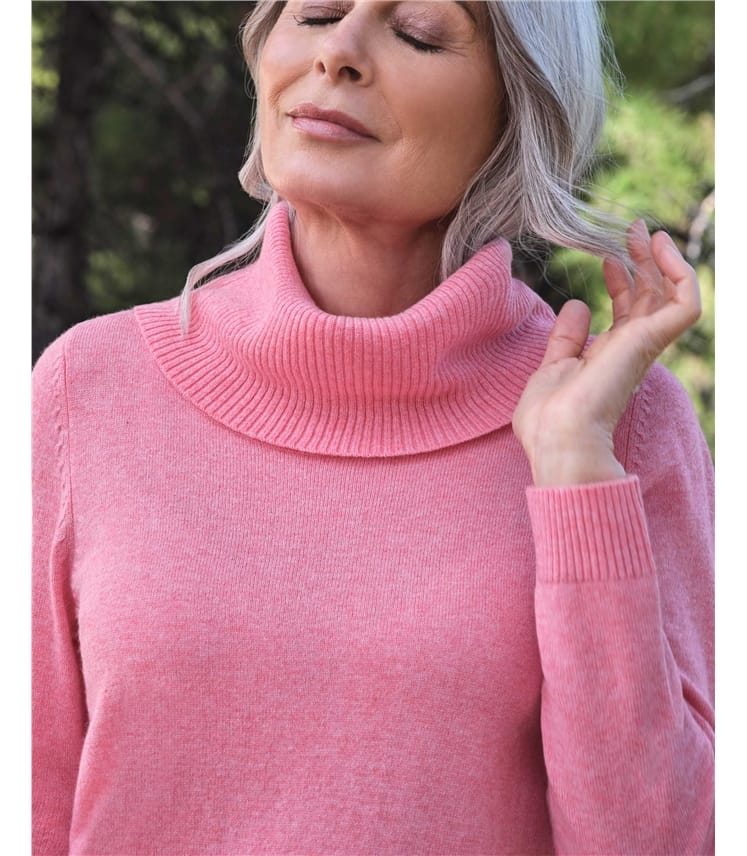 Candy Pink Cashmere And Merino Long Sleeve Cowl Neck Jumper Woolovers Au