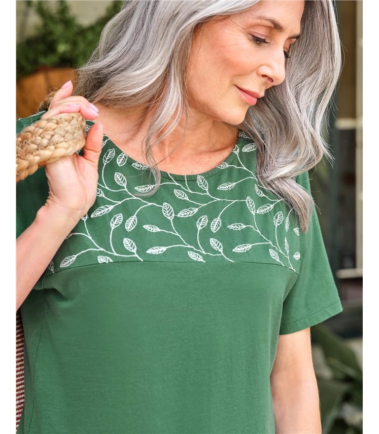 Embroidered Yoke Top