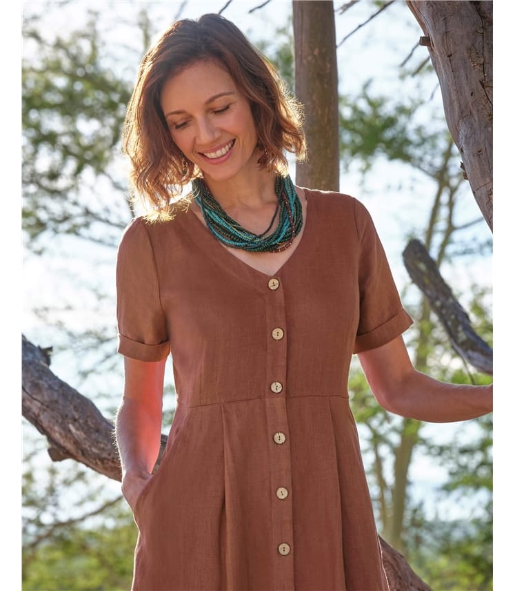 Leinenkleid mit Knopfleiste
