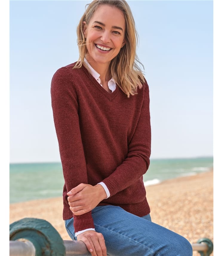 Womens Lambswool V Neck Jumper