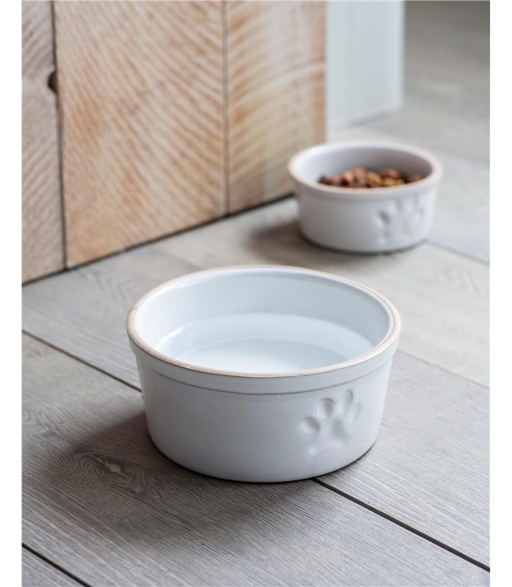 White Garden Trading Paw Print Ceramic Dog Bowl WoolOvers UK