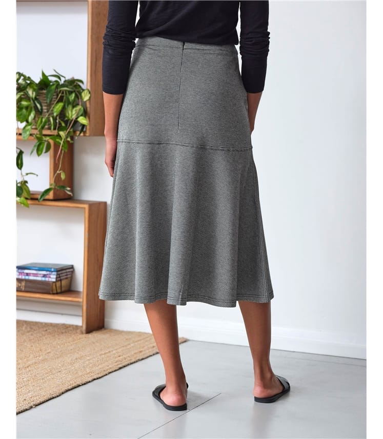 Haddie Check Jersey Midi Skirt