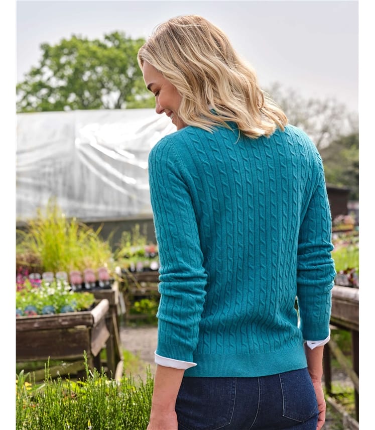 Cashmere Merino Cable Crew Neck Jumper