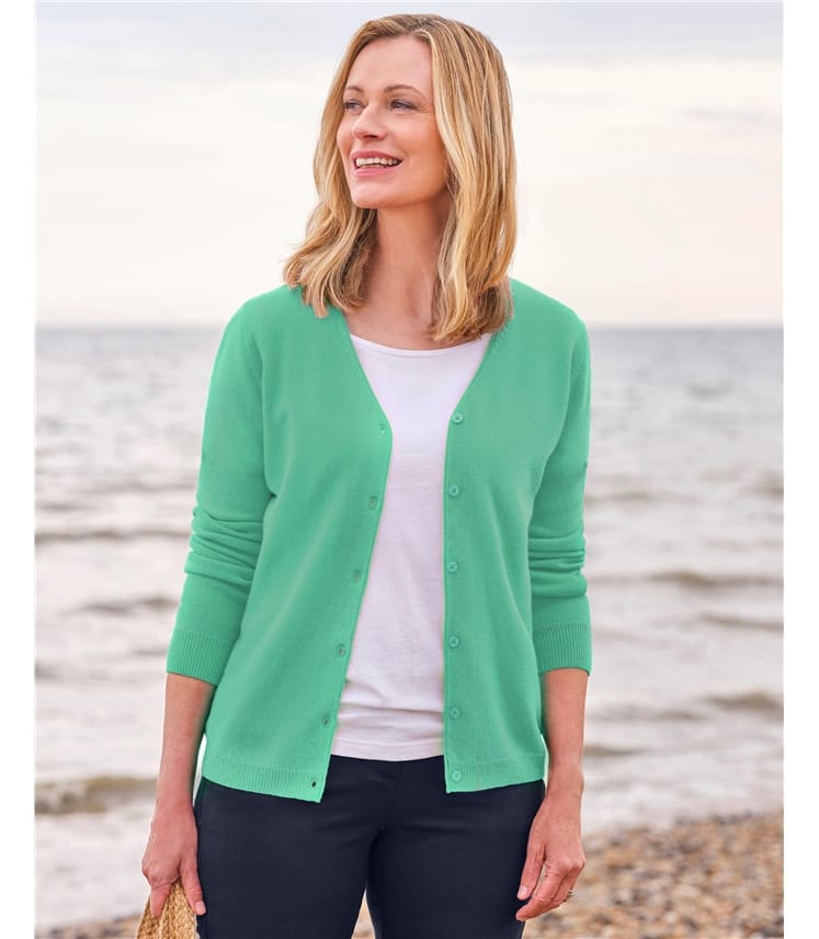 Ladies long 2024 green cardigan