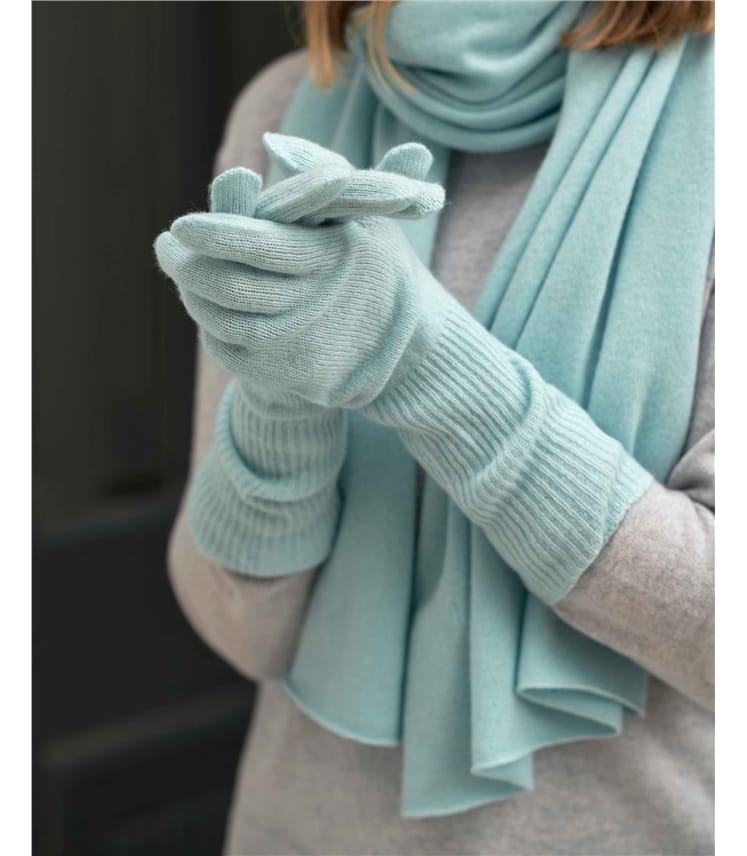 Handschuhe mit Rippbündchen aus reinem Kaschmir für Damen