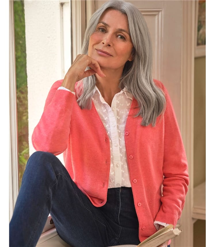 Cashmere Merino Classic V Neck Cardigan