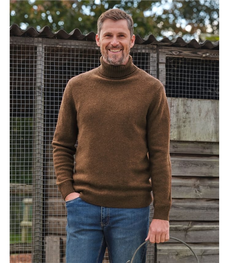 Mens Lambswool Polo Neck Jumper