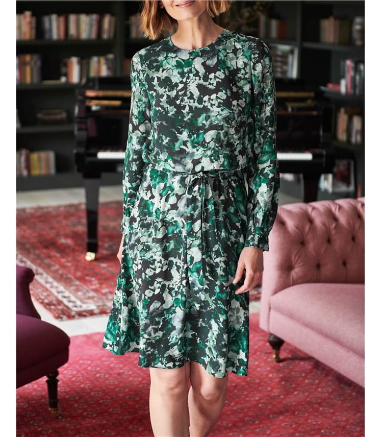 Green Floral | Knee Length Dress | WoolOvers UK