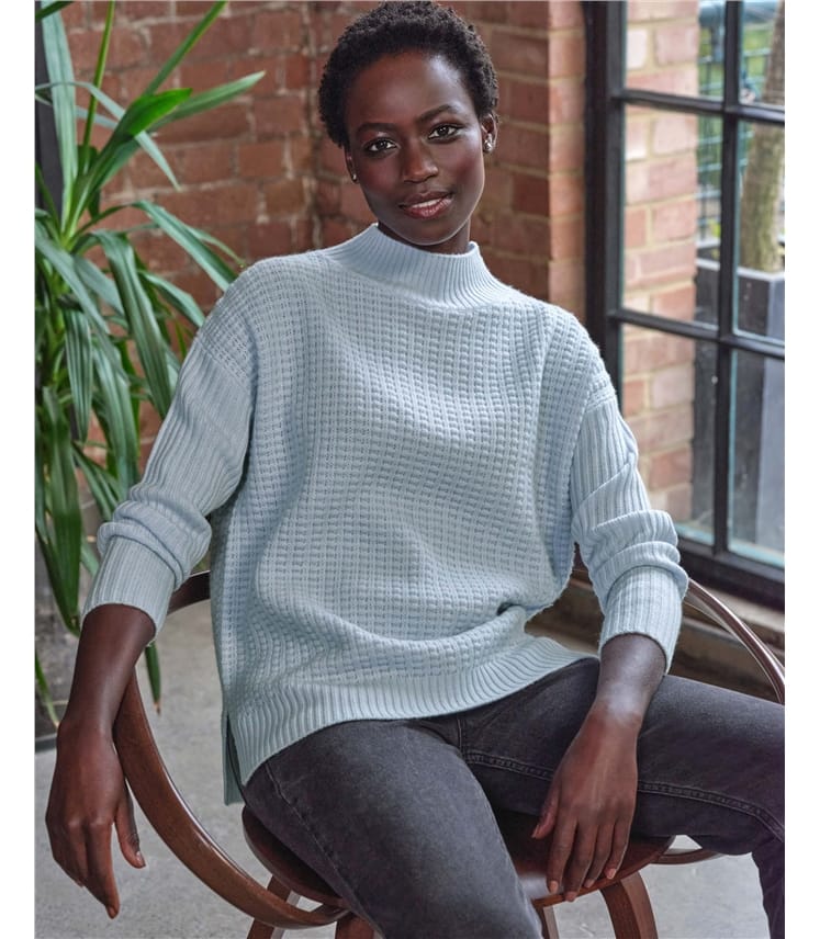 Wool Cashmere Ripple Knit Sweater