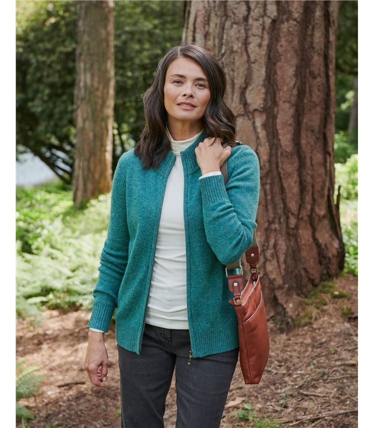 Cardigan ajusté à fermeture éclair - Femme - Laine d’agneau certifiée 100% RWS