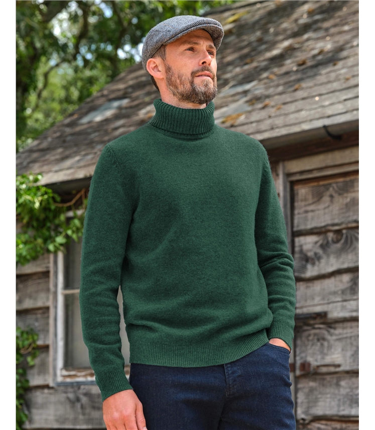 Mens Lambswool Polo Neck Jumper