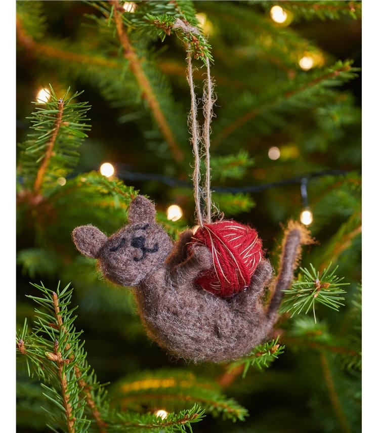 Playful Sooty and his Ball of Yarn Christmas Decoration