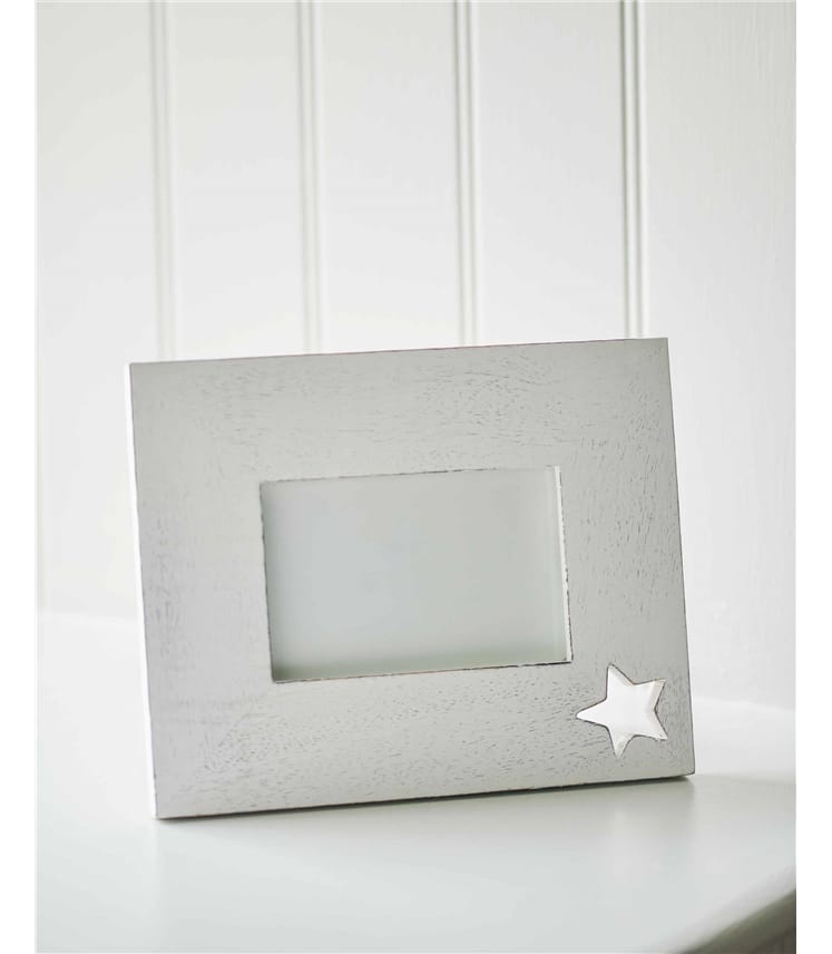 White Wash Cutout Star Photo Frame WoolOvers UK