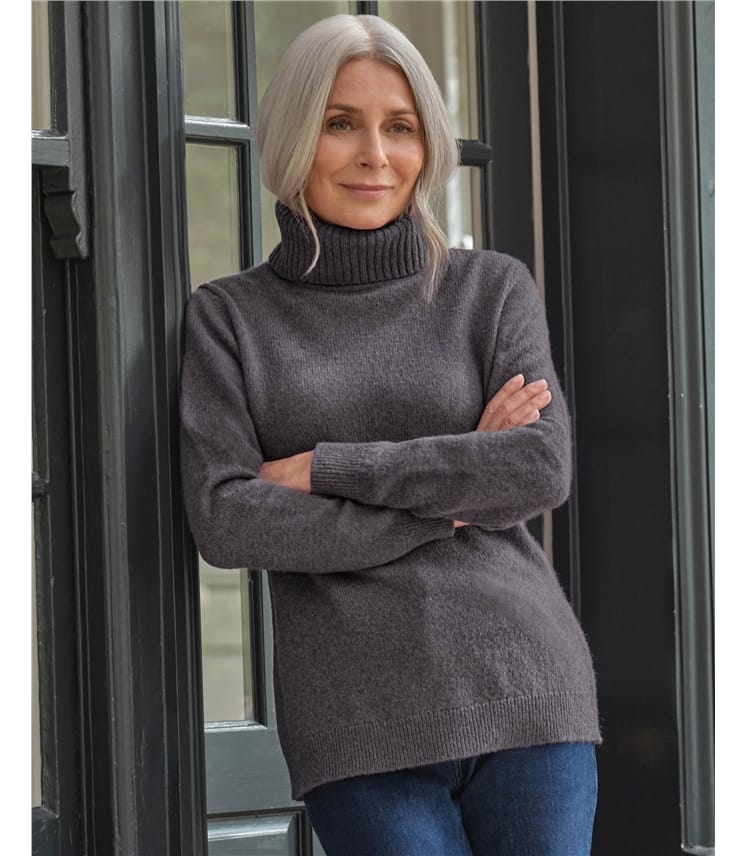 Pull à col roulé - Femme - Laine d’agneau certifiée 100% RWS