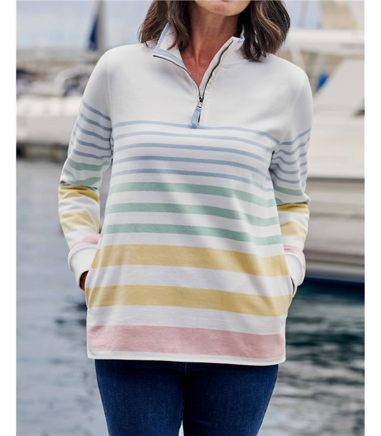 Sweatshirt aus Bio-Baumwolle mit kurzem Reißverschluss für Damen