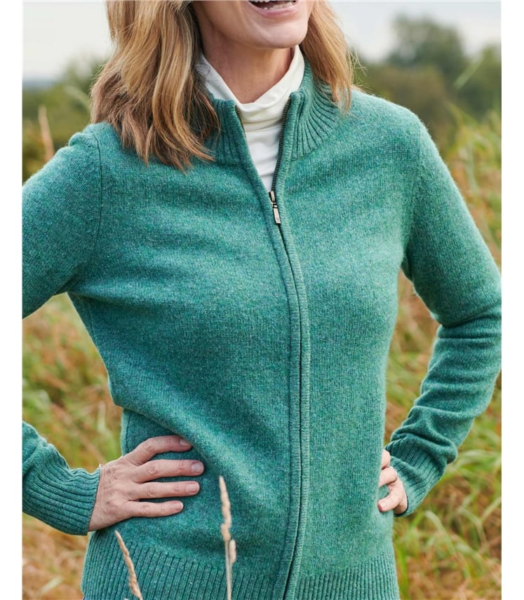 Lambswool Zip Thru Cardigan