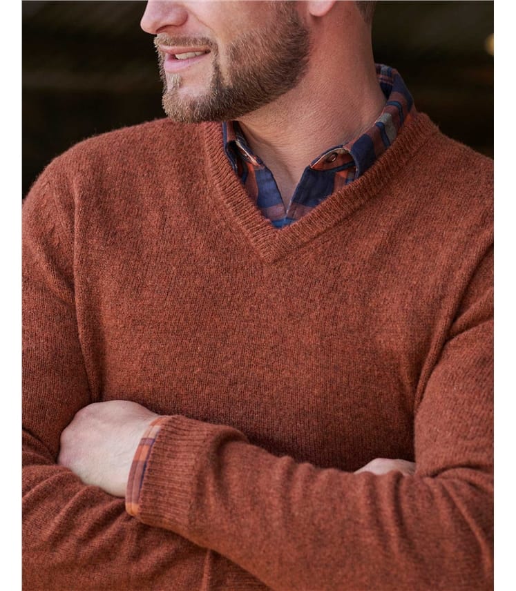 Mens Lambswool V Neck Jumper
