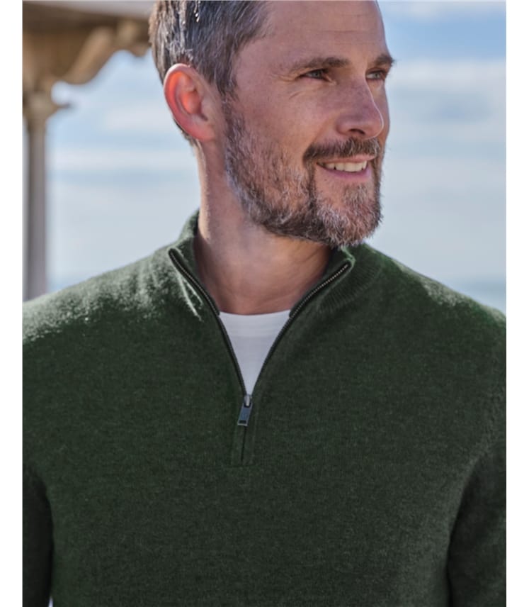 Cashmere and Merino Zip Neck Jumper