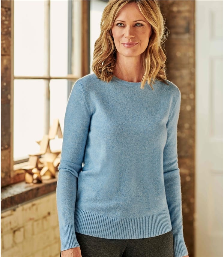 Scandi Blue | Luxurious Cashmere Crew Neck Sweater | WoolOvers US