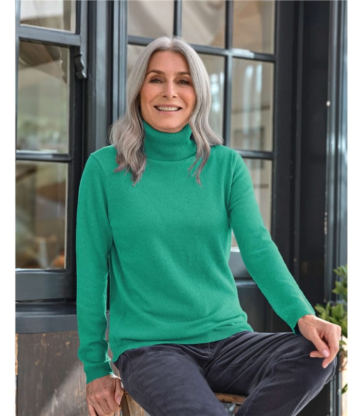 Cashmere and Merino Fitted Polo Neck Knitted Jumper