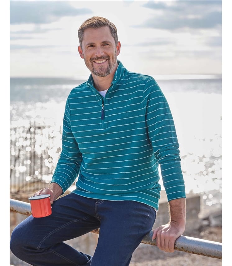 Textured Stripe Half Zip Jumper