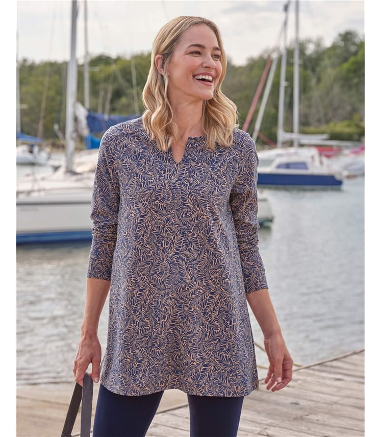 Notch Neck Jersey Tunic Top