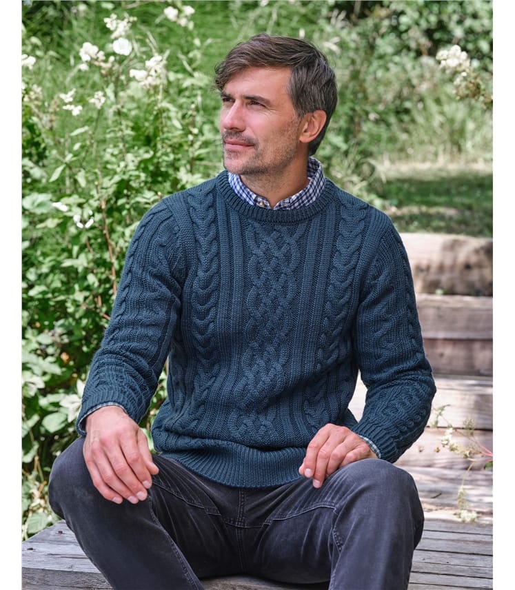 Pull irlandais à col rond - Homme - Pure Laine