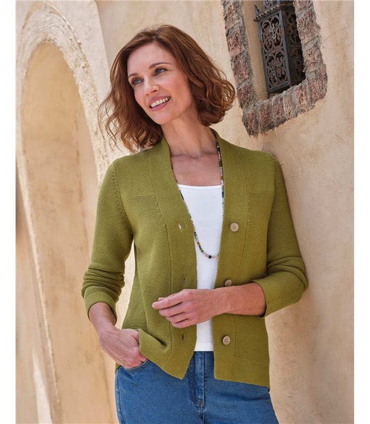 V Neck Moss Stitch Cardi