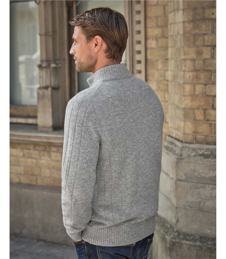 Wool Cashmere Ribbed Zip Through
