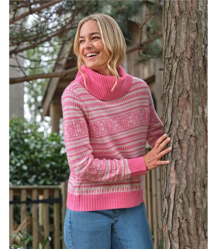 Fair-Isle-Pullover mit weitem Rollkragen