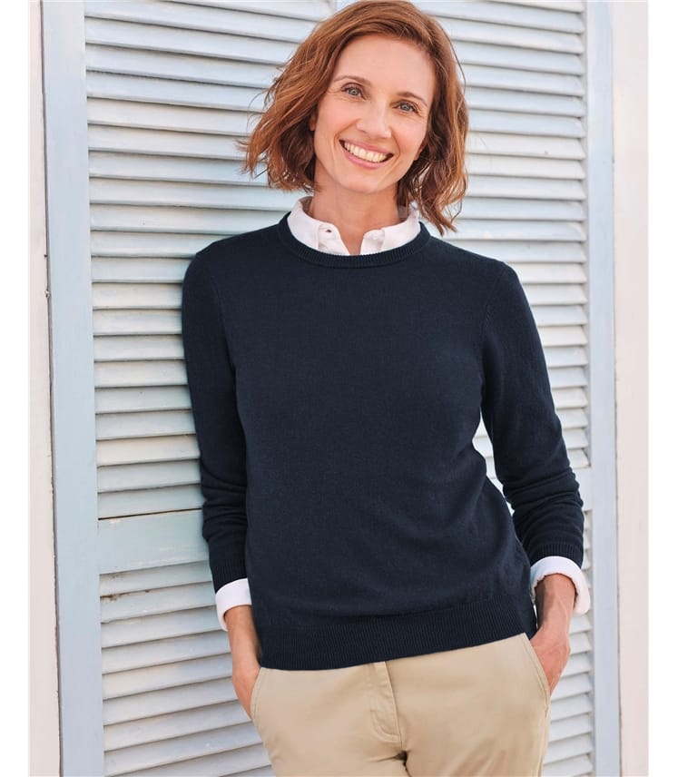 Cashmere and Merino Crew Neck Knitted Jumper