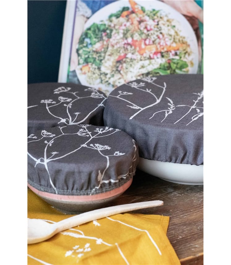 Hand Printed Linen Reusable Bowl Cover 3 Pack