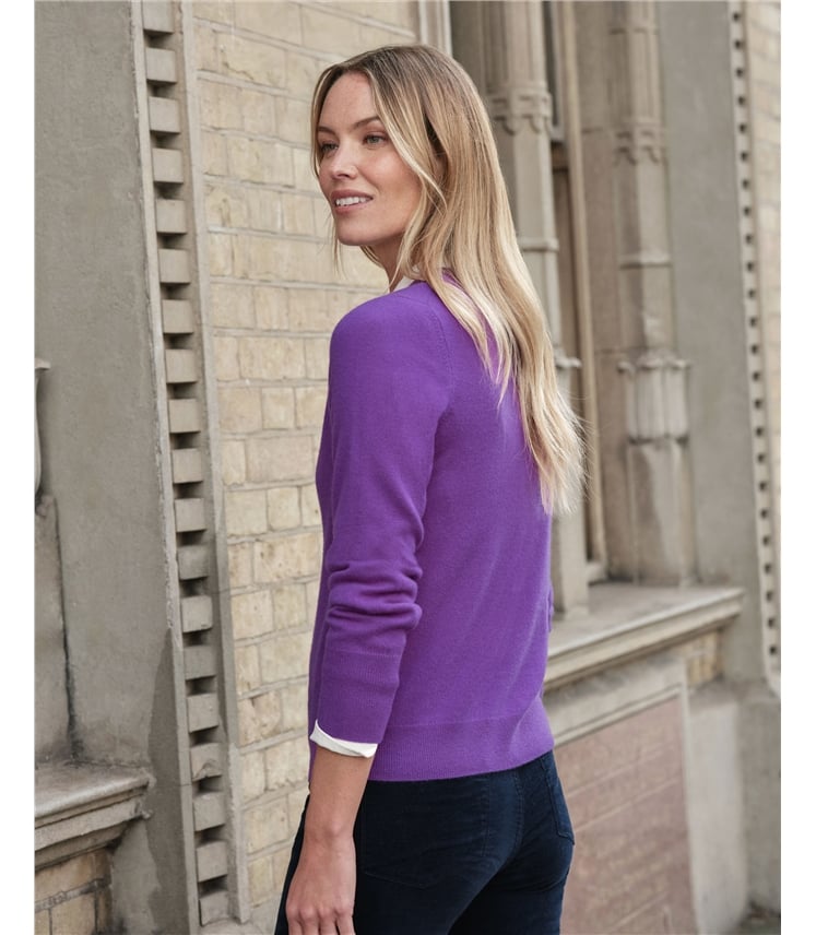 Kaschmir Strickjacke mit Rundhalsausschnitt
