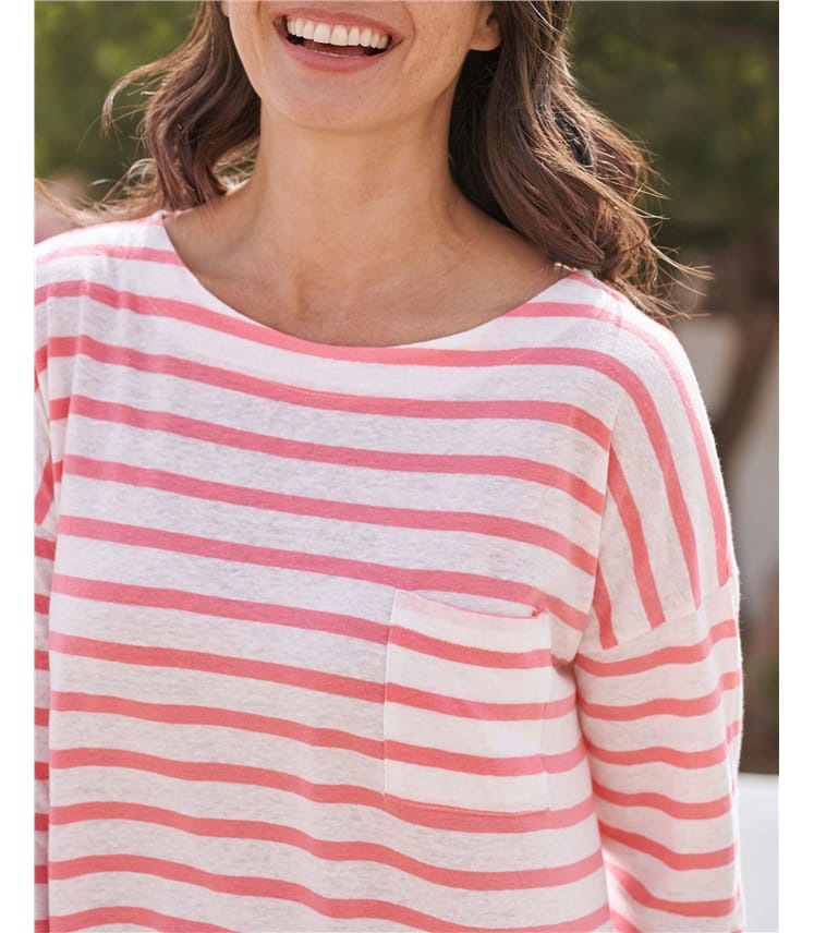 Linen Blend Pocket Dolman Top