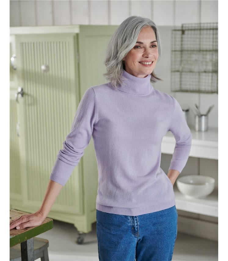 purple polo neck jumper