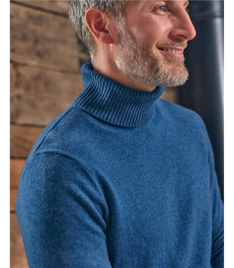 Cashmere and Merino Polo Neck Jumper