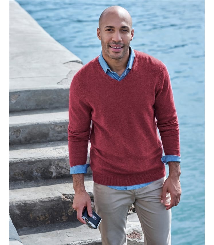 Cashmere & Merino Classic V Neck Knitted Sweater