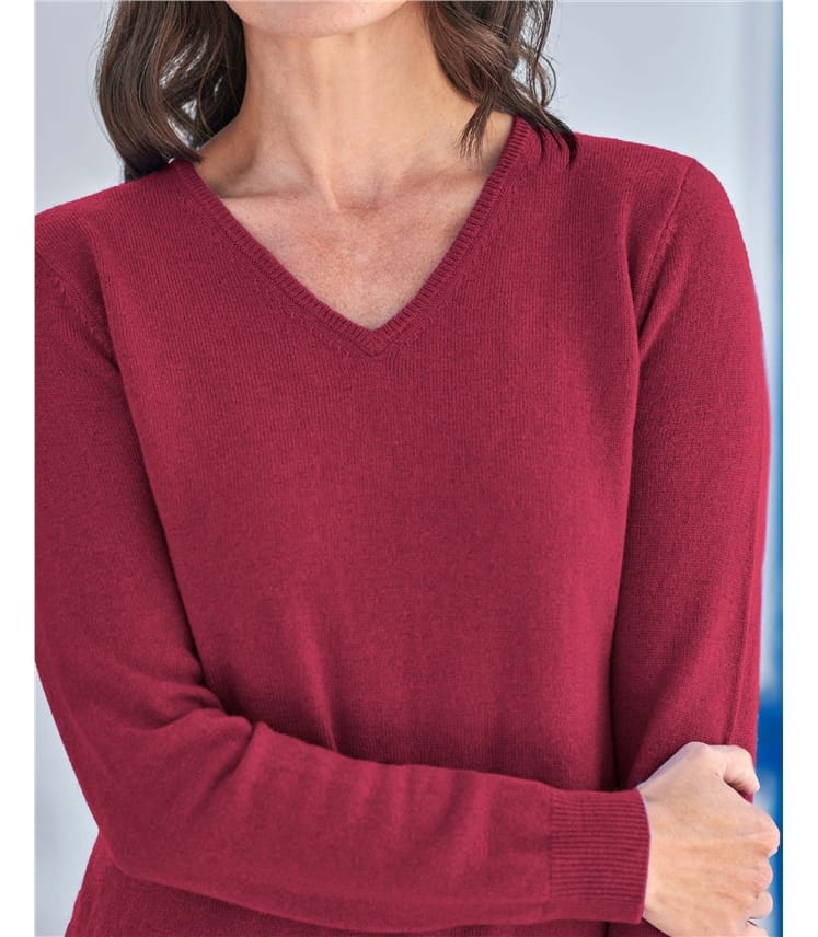 Pullover mit V-Ausschnitt aus Merinowolle und Kaschmir für Damen